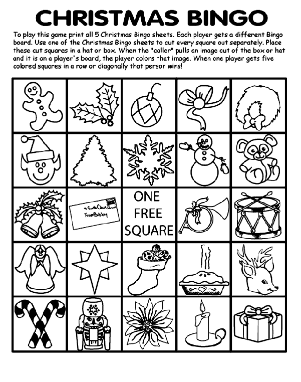 Christmas Bingo Board No.1 Coloring Page